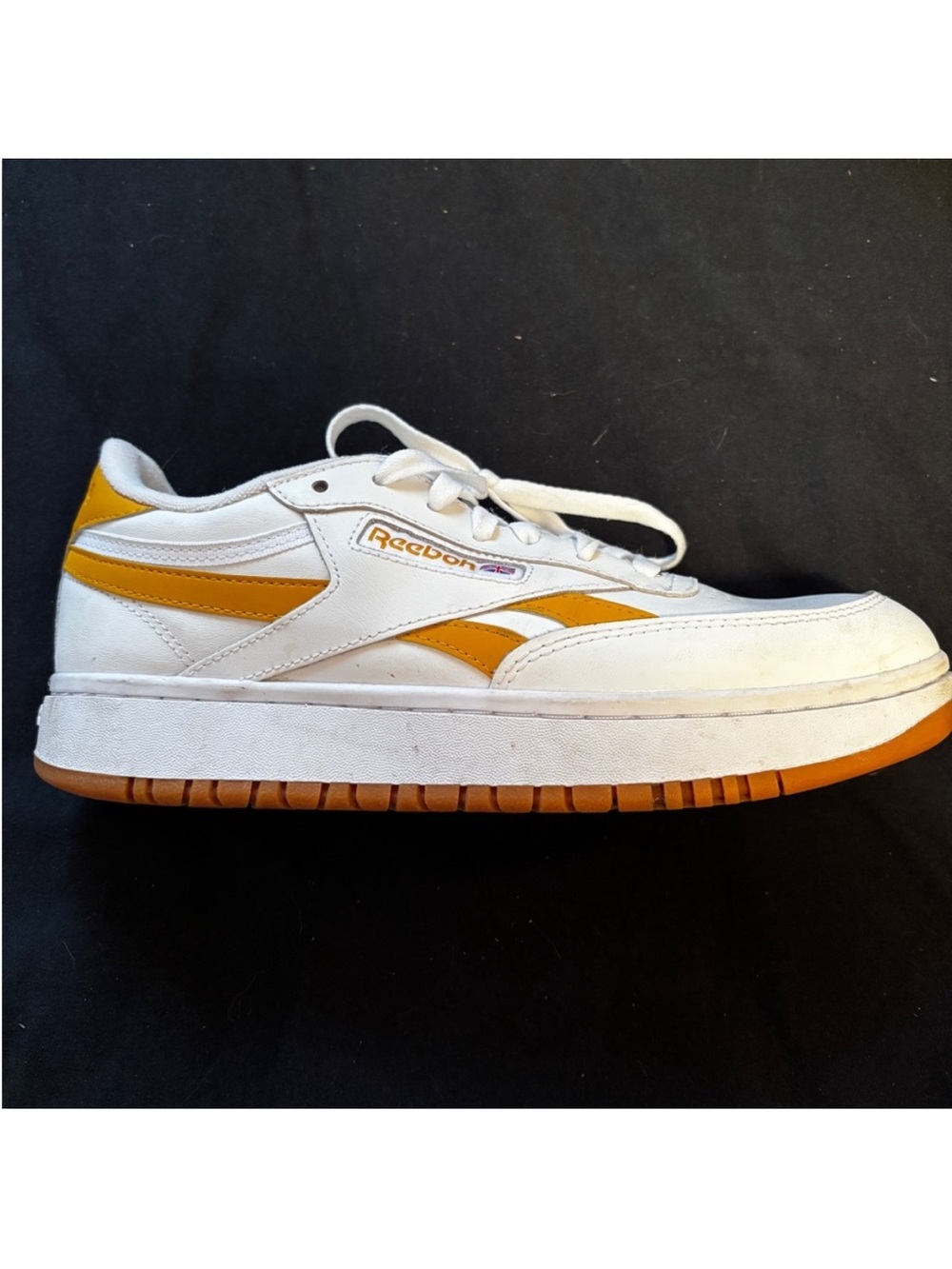 Reebok Club C Double Revenge White Bright Ochre Platform Sneakers Size 9.5 Y2K